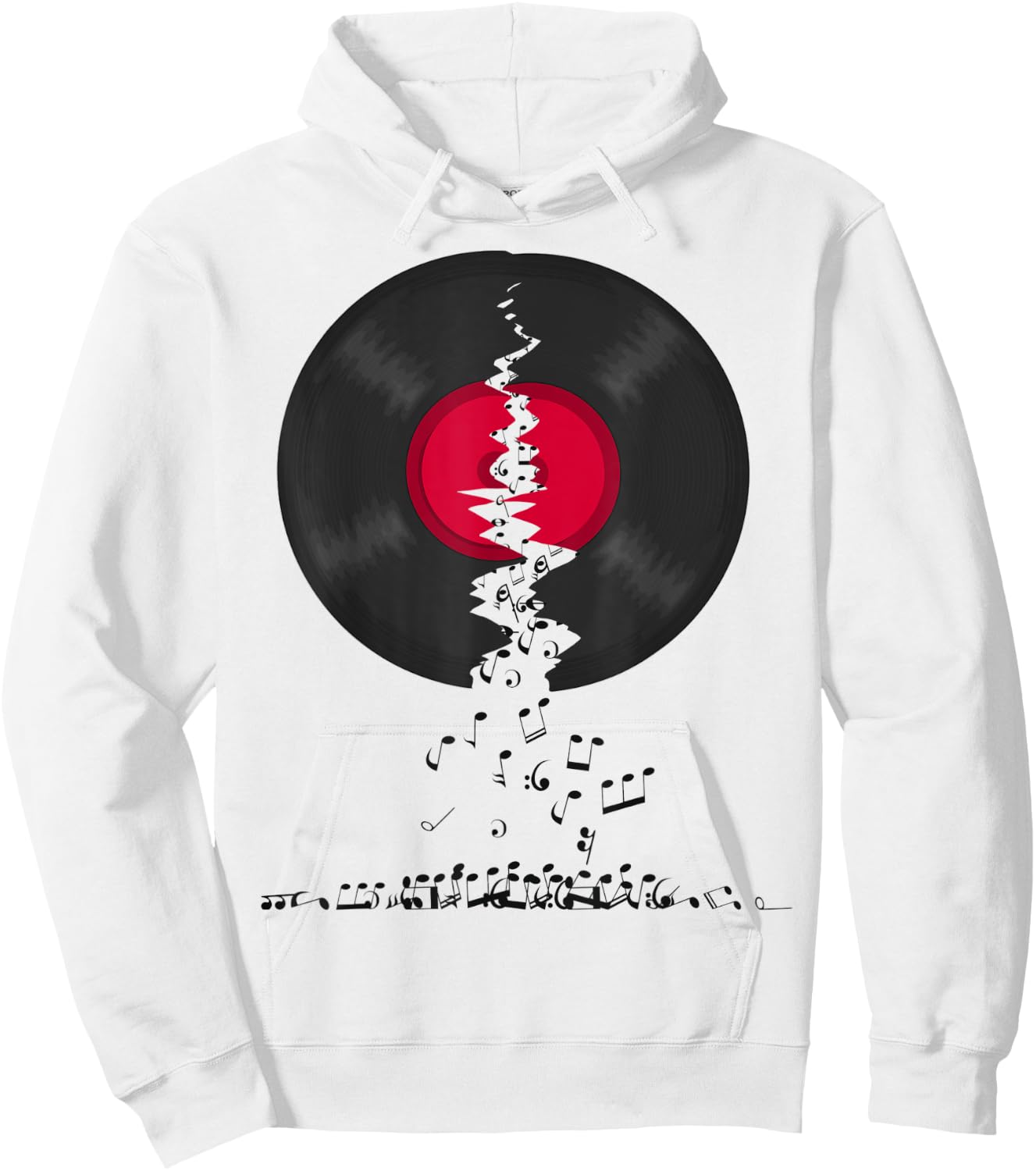 Broken Vinyl Lp Music Record Spilling Notes Hoodie - Hoodie | White