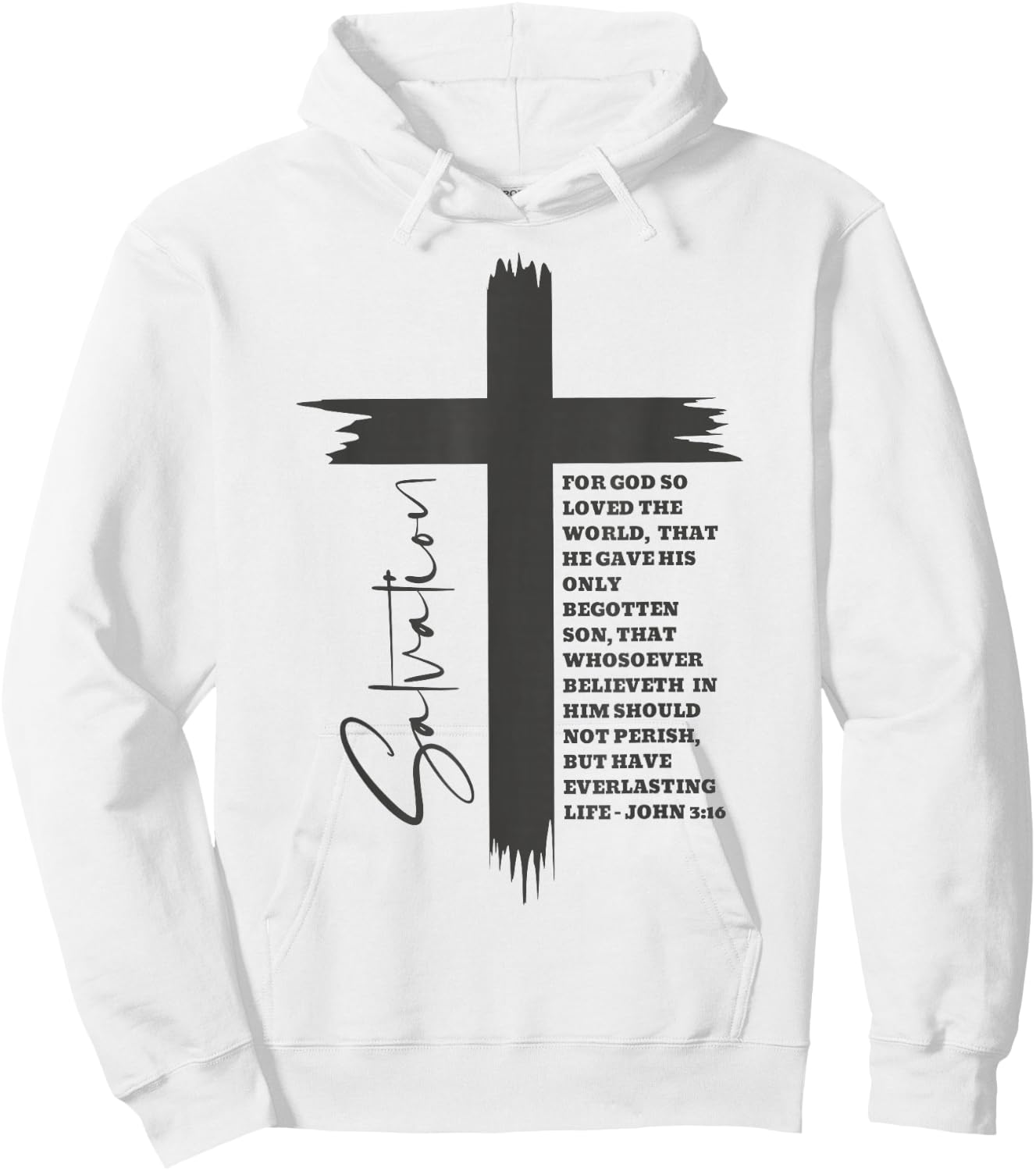 John 3:16 Christian Cross Bible Hoodie - Hoodie | White