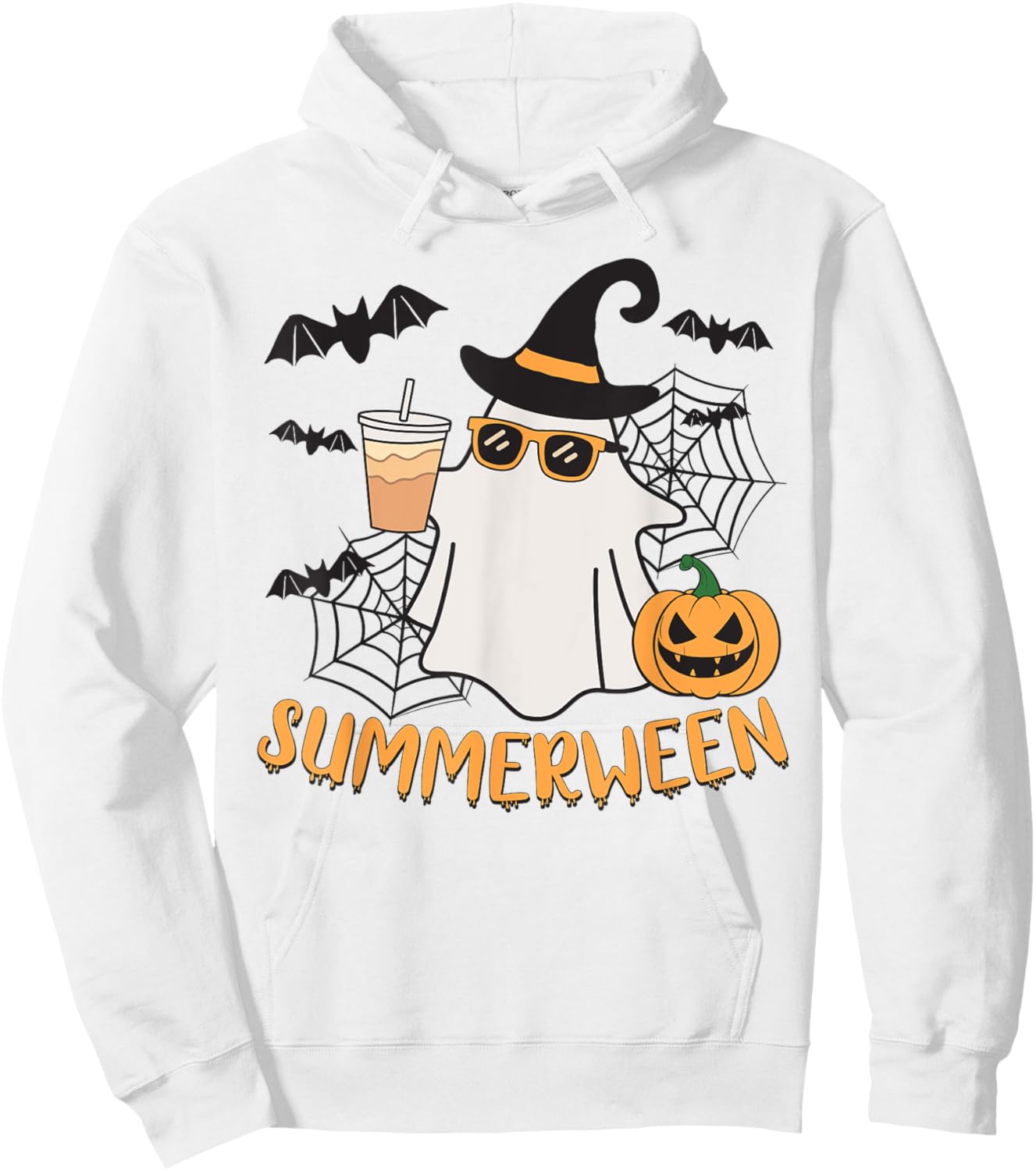 Summerween Vibes Ghost Pumpkin Spooky Beach Summer Halloween Men Women Kids Hoodie - Hoodie | White