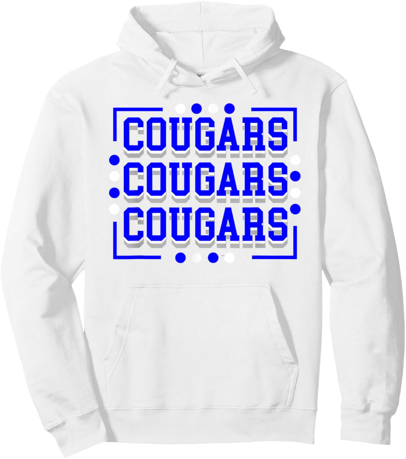 Cougars Mascot School Spirit Blue White Hoodie - Hoodie | White