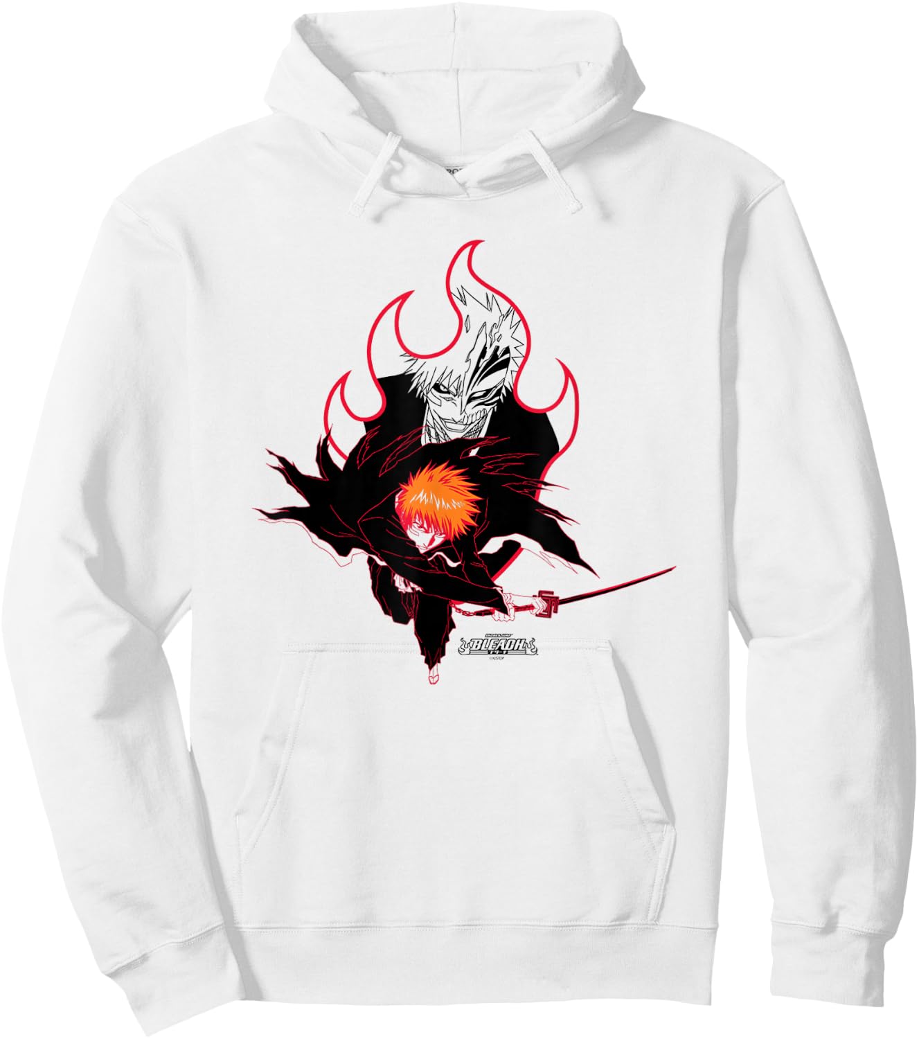 Bleach Ichigo Flame Outline Hallow Transform Anime Hoodie - Hoodie | White