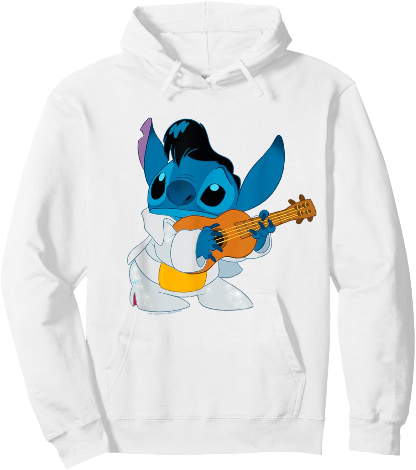 Disney Lilo & Stitch Iconic Elvis Stitch Ready To Play Logo Hoodie - Hoodie | White