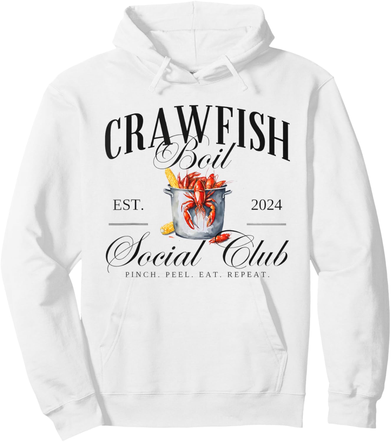 Vintage Crawfish Boil Social Club Pinch Peel Eat Repeat Hoodie - Hoodie | White