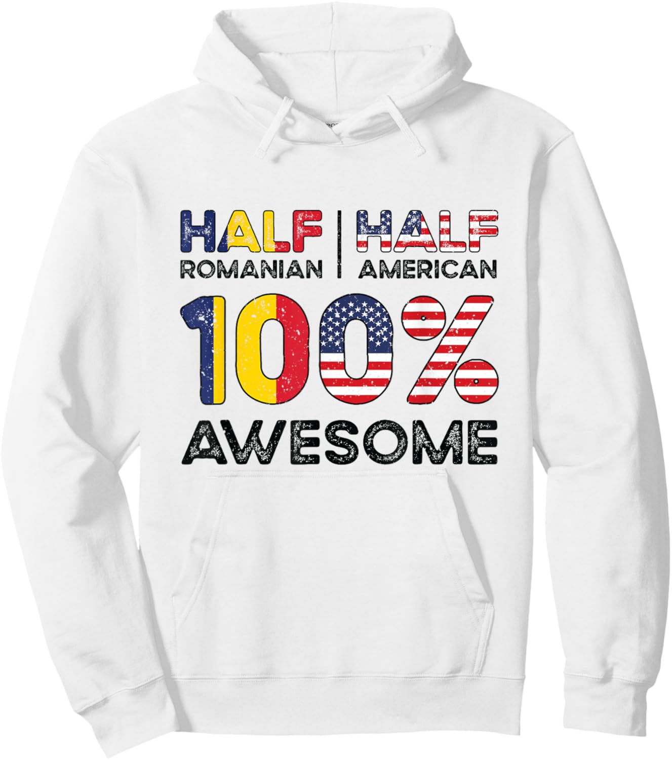 Romanian American Patriot USA Grown Romania US Flag Hoodie - Hoodie | White