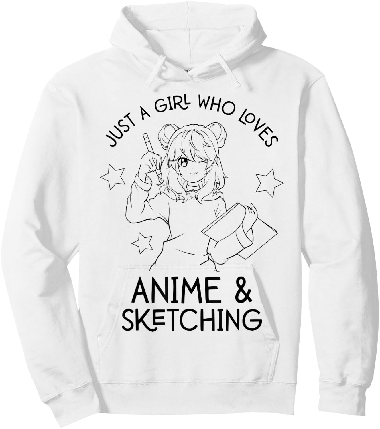 Just A Girl Who Loves Anime and Sketching Drawing Art Hoodie - Hoodie | White