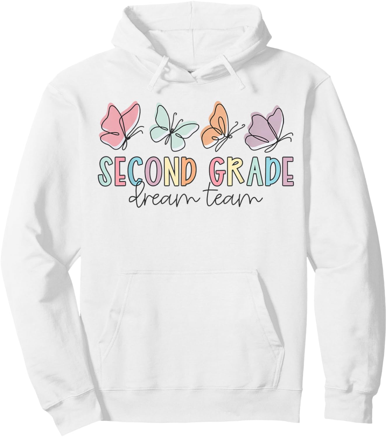 Second Grade Dream Team Butterfly Elementary Back to School Hoodie - Hoodie | White