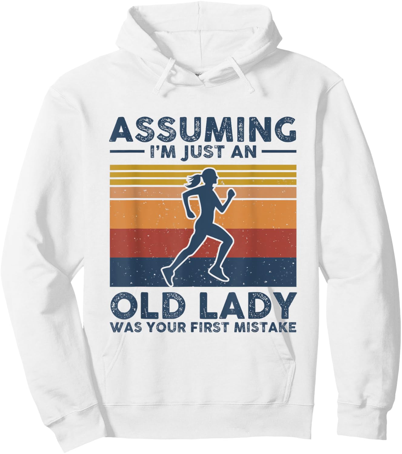 Assuming I'm Just An Old Lady Running Vintage Hoodie - Hoodie | White