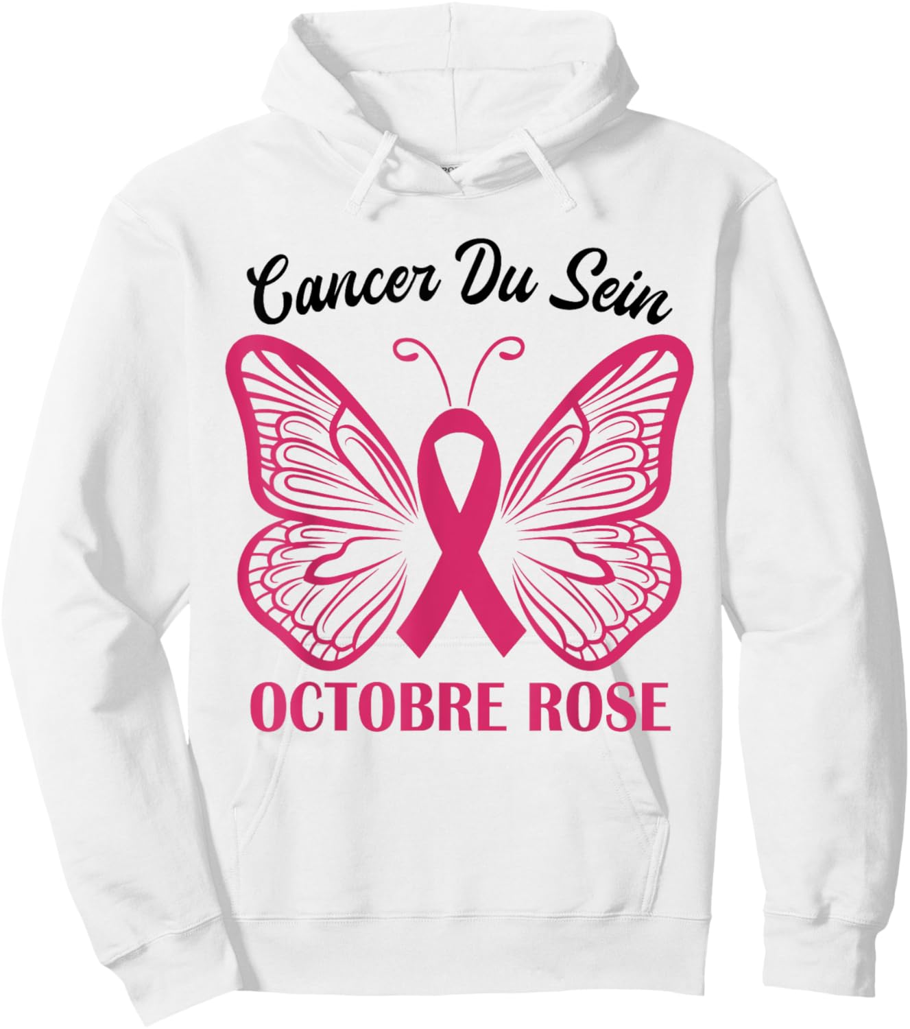 Octobre Rose Sensibilisation Au Cancer Du Sein Butterfly Pink Hoodie - Hoodie | White