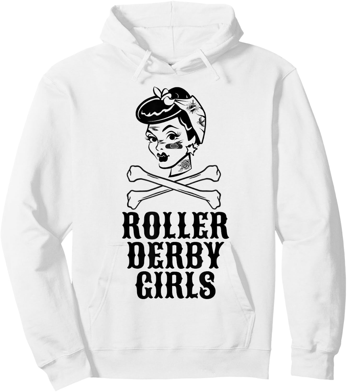 Roller Derby Girls Pinup Flat Track Roller Derby Shirt Hoodie - Hoodie | White