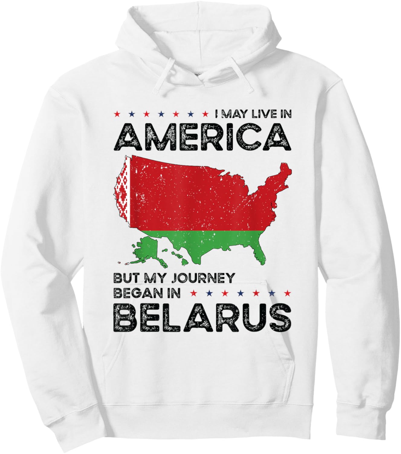 Belarusian American Patriot USA Grown Belarus US Flag Hoodie - Hoodie | White