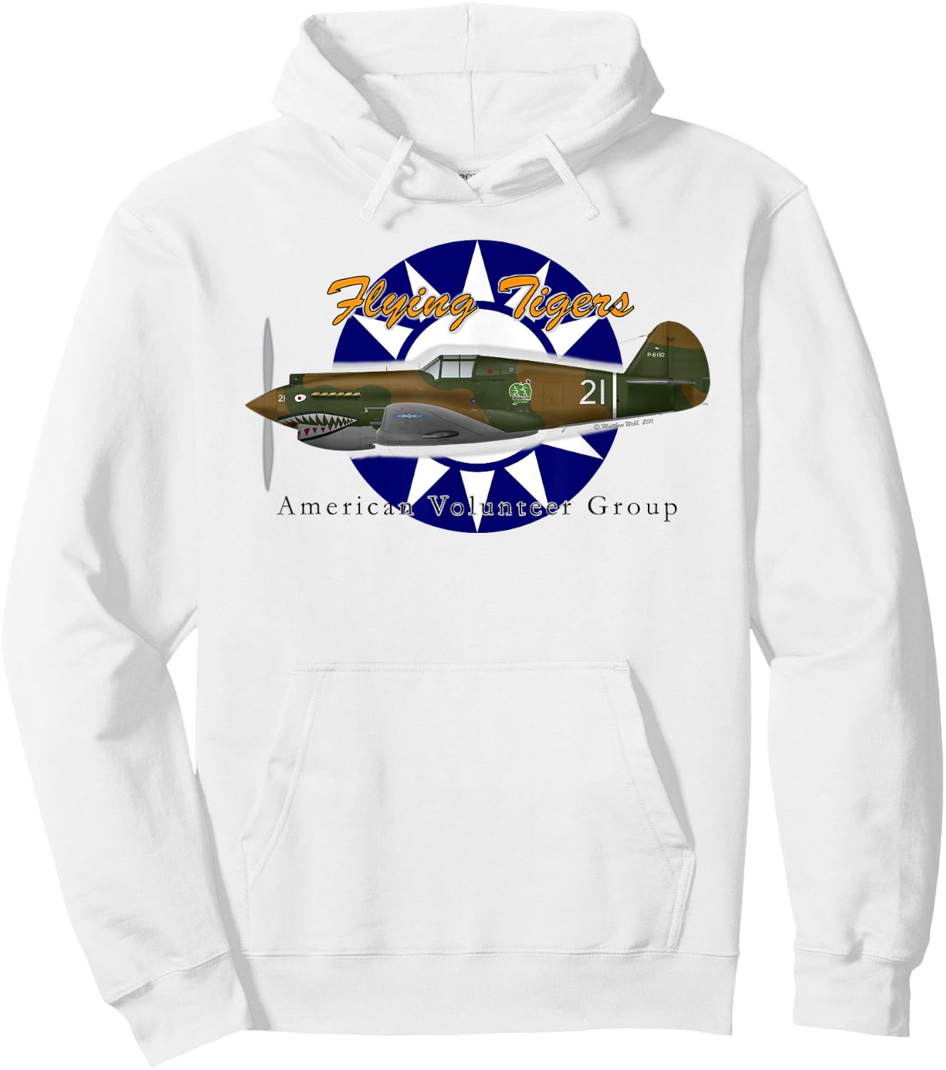 Matthew Webb Flying Tigers P-40 Fighter - Men's Grey Classic Fit Short Sleeve - Small Hoodie - Hoodie | White