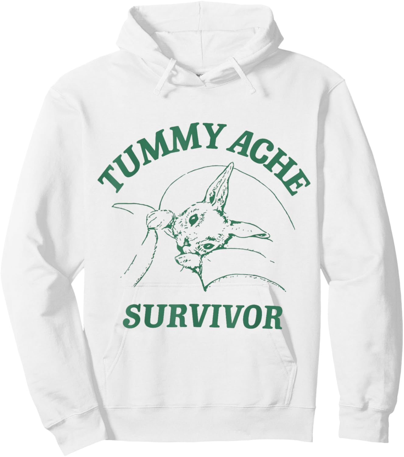 Tummy Ache Survivor Funny Rabbit Meme Bunny Lover Hoodie - Hoodie | White