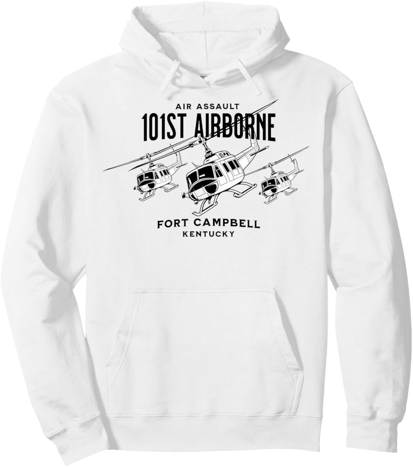 101st Airborne Fort Campbell Kentucky Air Assault Helicopter Hoodie - Hoodie | White