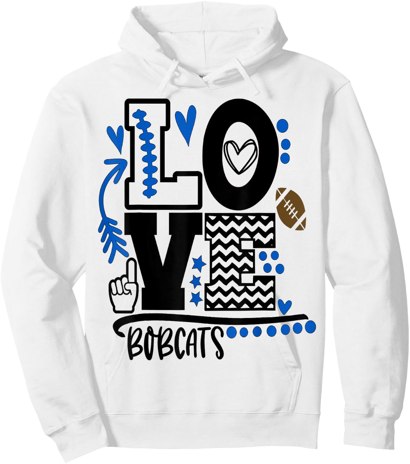 Football, bobcats, shirt, cats, mom, school spirit, t shirt Hoodie - Hoodie | White