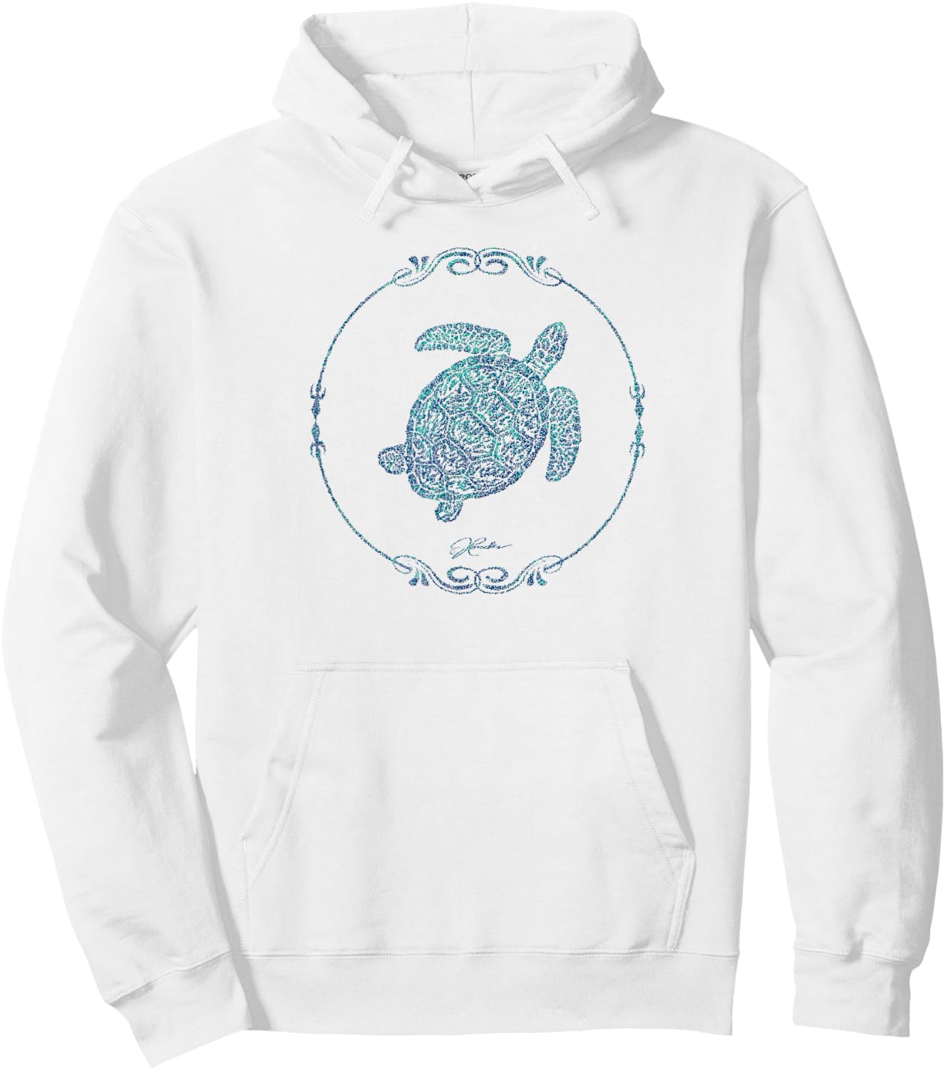 JCombs: Sea Turtle in Vintage Round Frame Hoodie - Hoodie | White