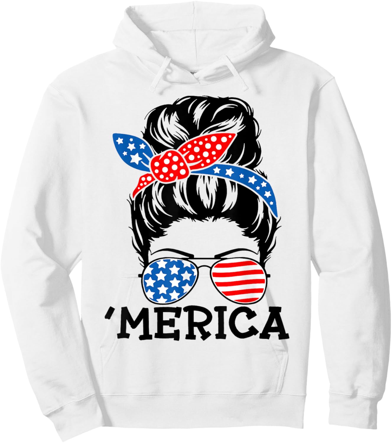 'Merica Messy Bun American Messy Bun 4th of July Messy Bun Hoodie - Hoodie | White