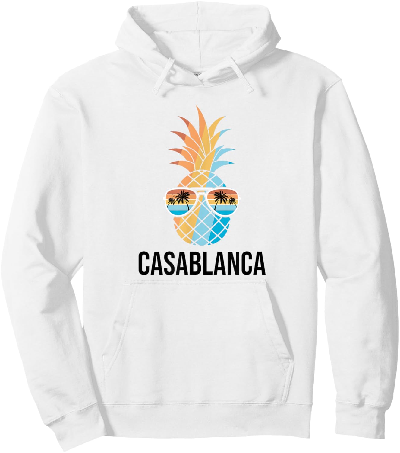 Casablanca Pineapple Sunglasses Holiday Vintage Souvenir Hoodie - Hoodie | White