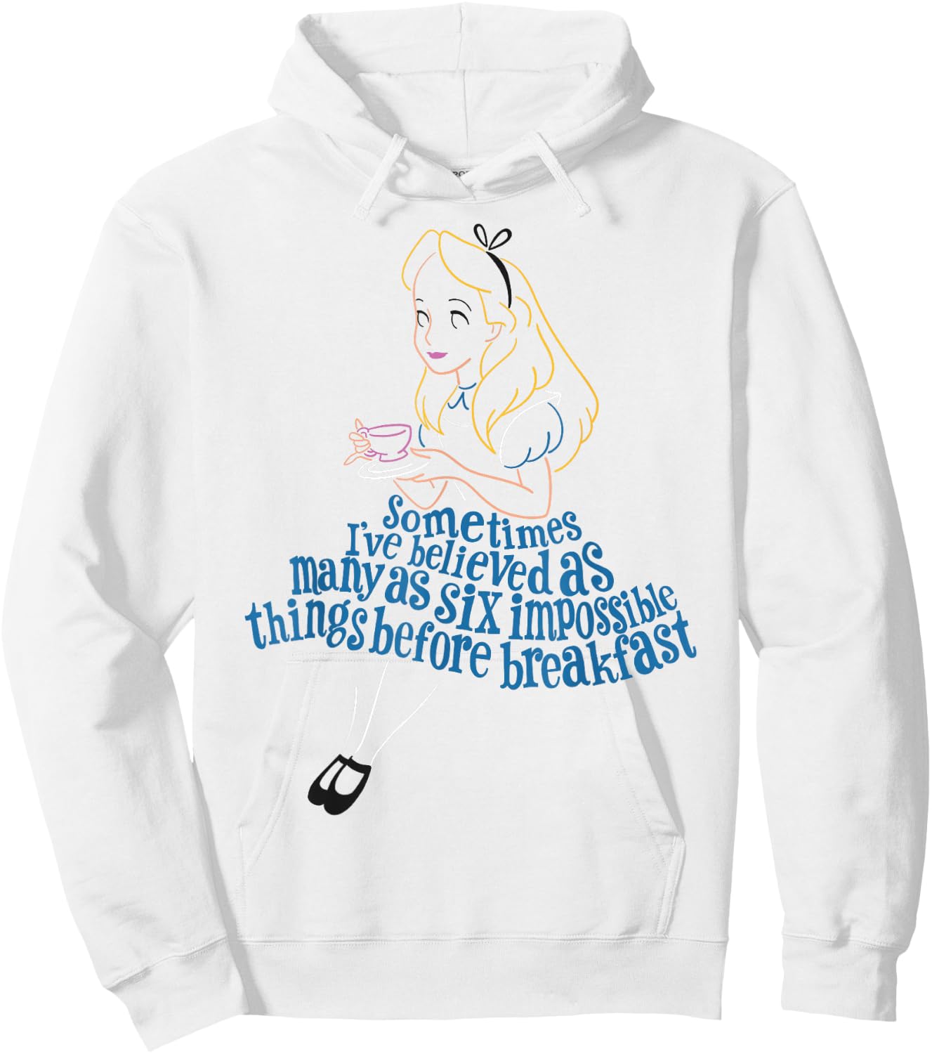 Disney Alice in Wonderland As Many As Six Impossible Things Hoodie - Hoodie | White