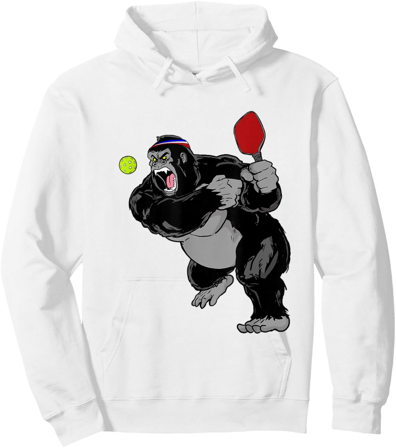 Pickleball King Dink Pickleball Gorilla Hoodie - Hoodie | White