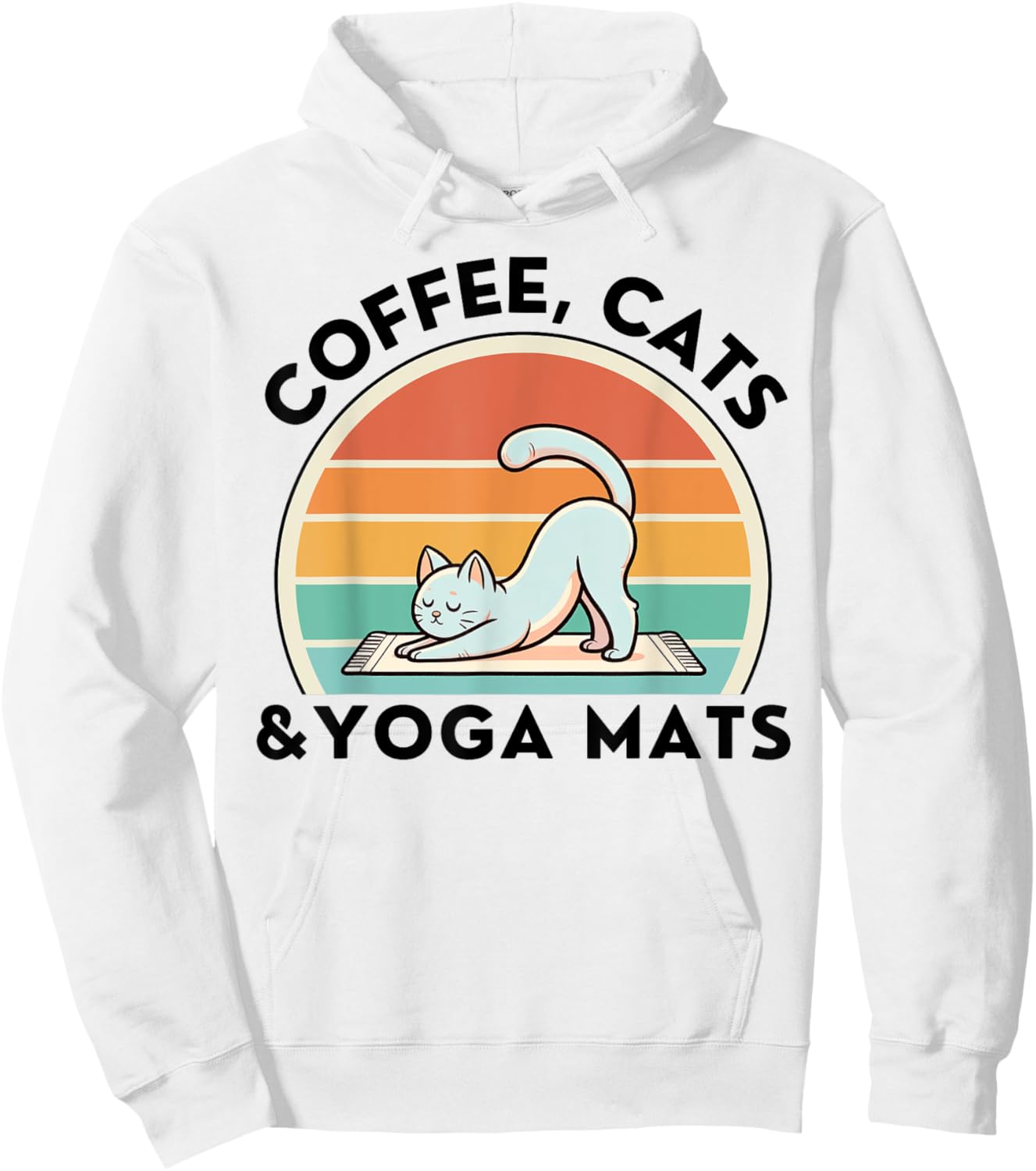 Coffee Cats And Yoga Mats Meditation Women Men Hoodie - Hoodie | White
