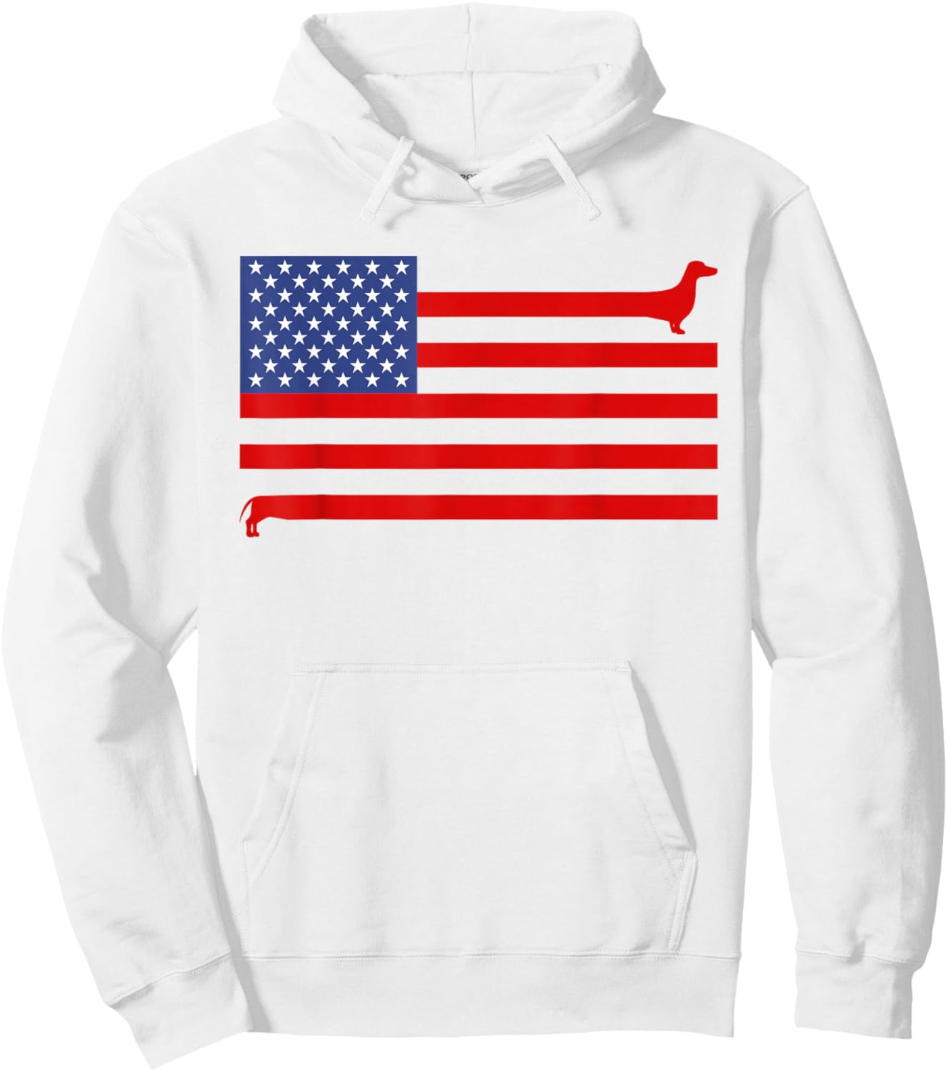 Funny Dachshund USA Flag 4th of July Patriotic Doxie Lover Hoodie - Hoodie | White