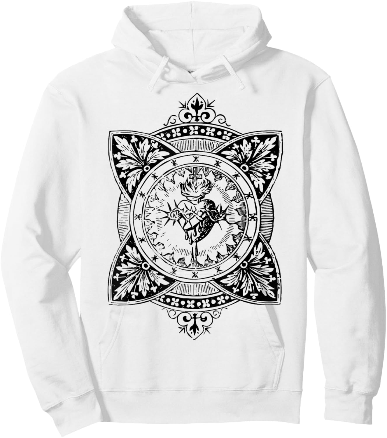 Vintage Sacred Heart of Jesus Symbol Traditional Catholic Hoodie - Hoodie | White