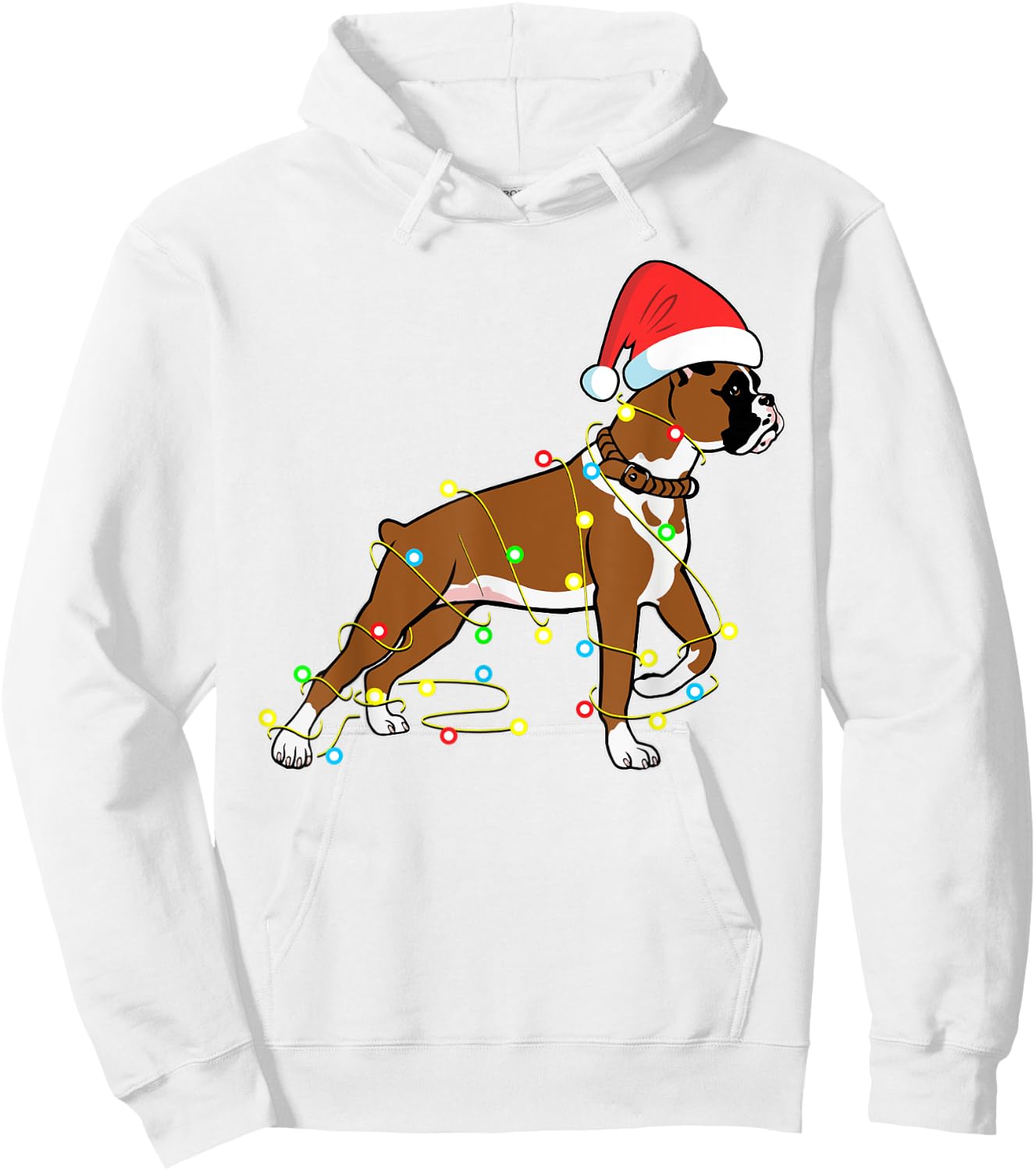 Christmas Lights Boxer Dog Lover Funny Gift Women Kids Hoodie - Hoodie | White