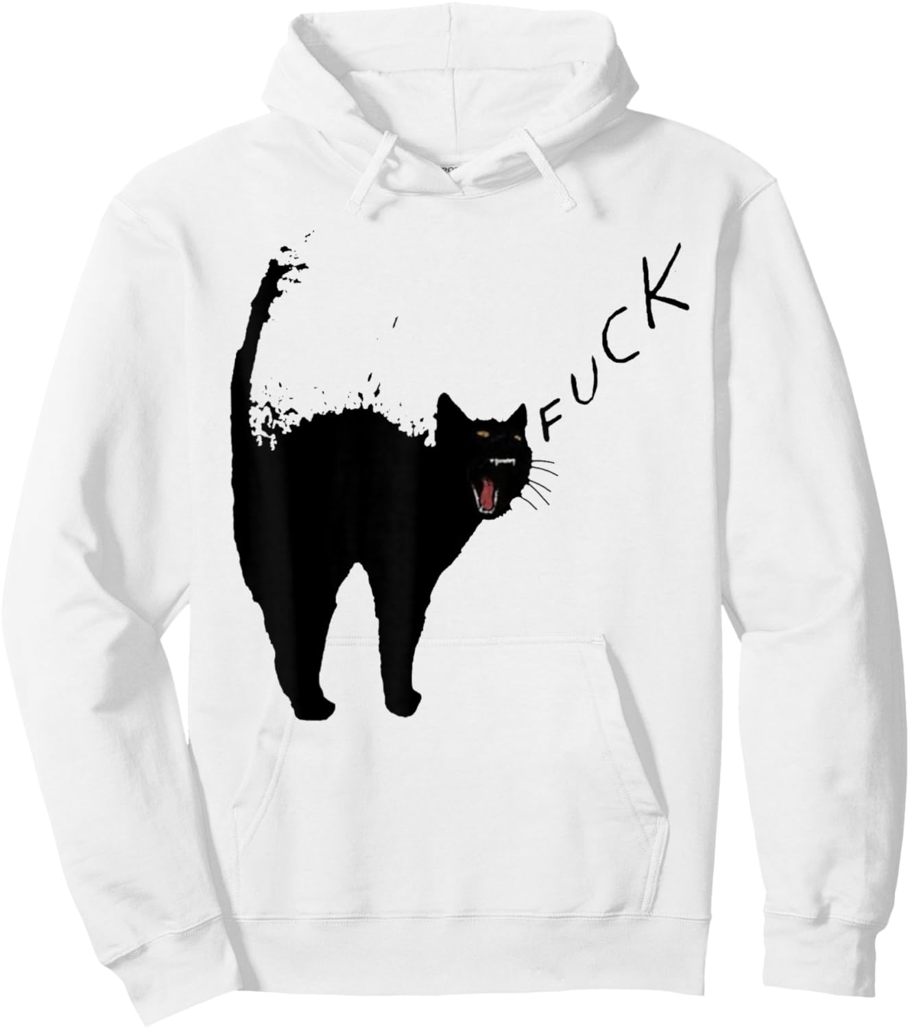 Angry - Black Cat - Fuck Yelling Art Hoodie - Hoodie | White
