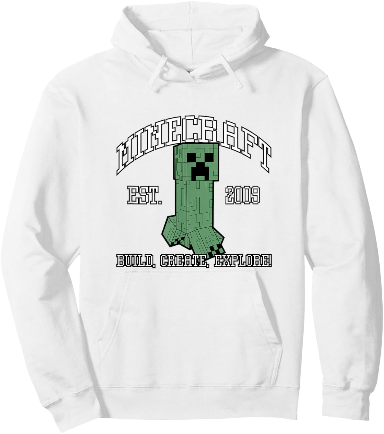 Minecraft Creeper Build Create Explore Est 2009 Hoodie - Hoodie | White