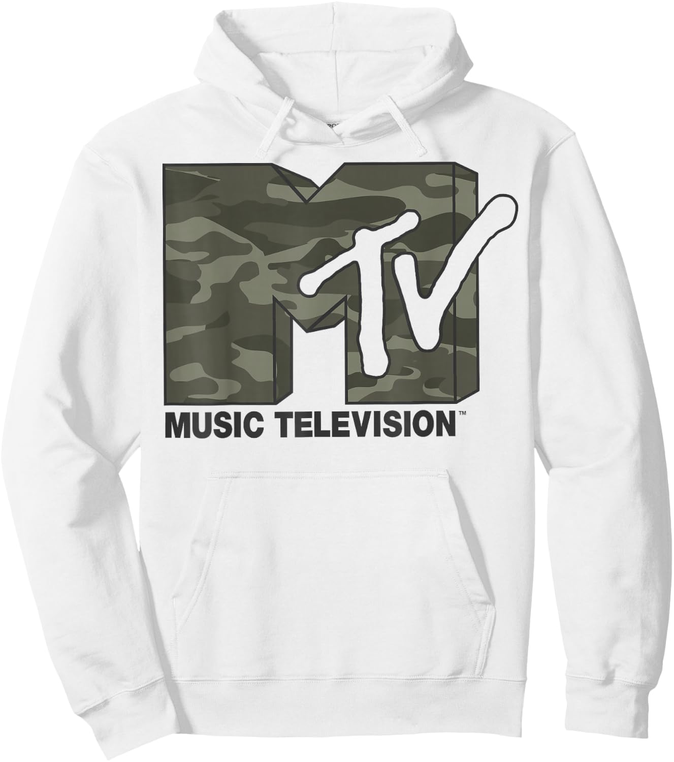 MTV Camouflage Logo Graphic Hoodie - Hoodie | White
