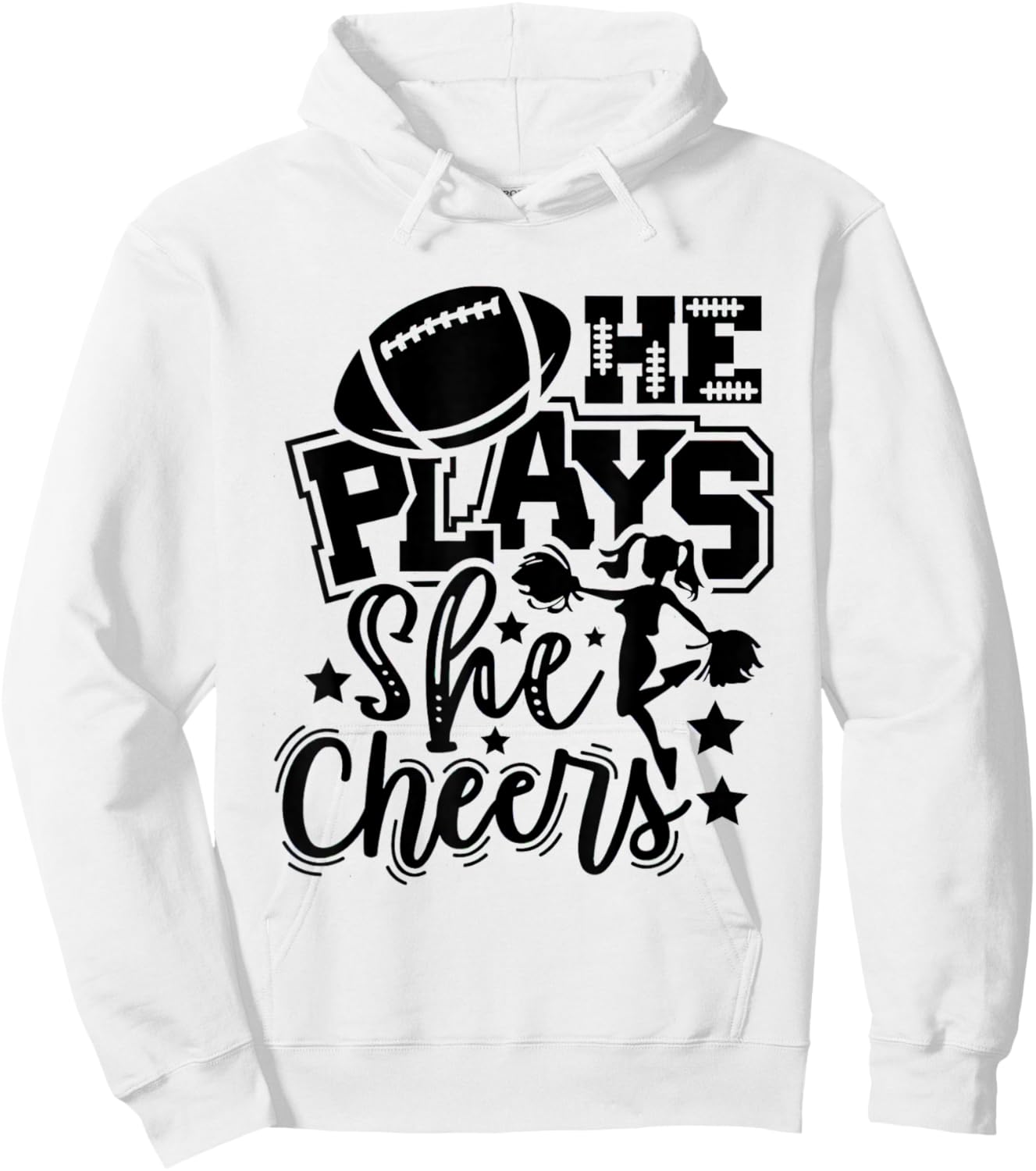 He Plays She Cheers Football Player Cheerleader Football Hoodie - Hoodie | White