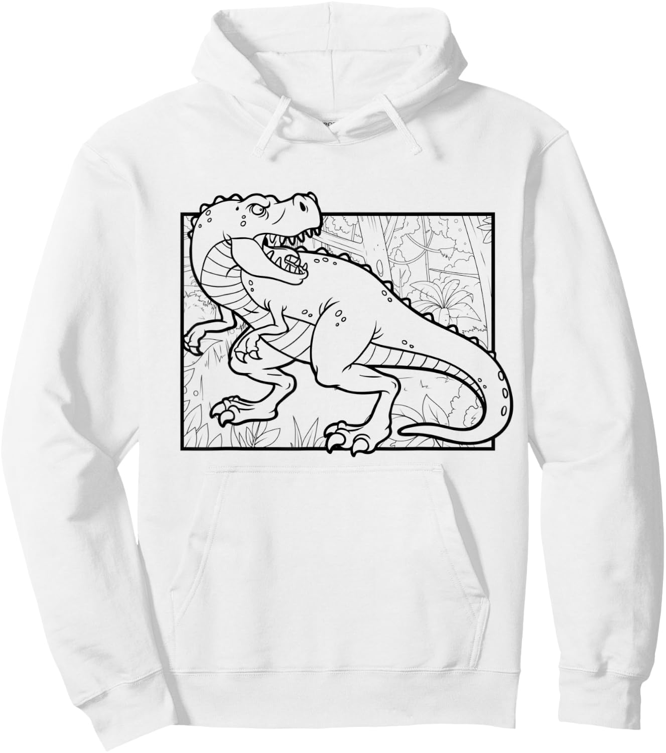 Dino Motif For Coloring And Painting For Artists Children Hoodie - Hoodie | White