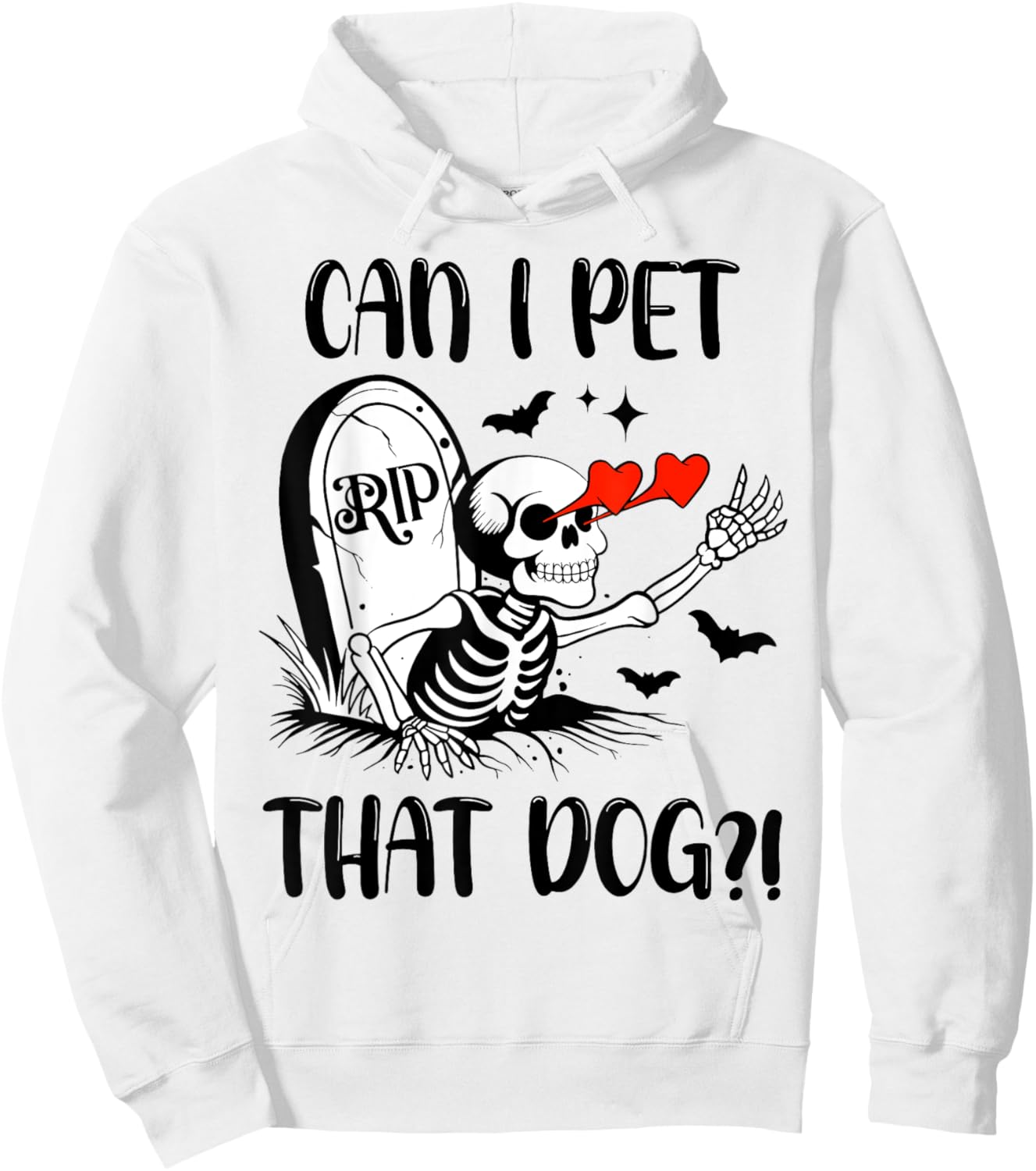 Can I Pet That Dog Funny Skeleton Halloween Spooky Season Hoodie - Hoodie | White