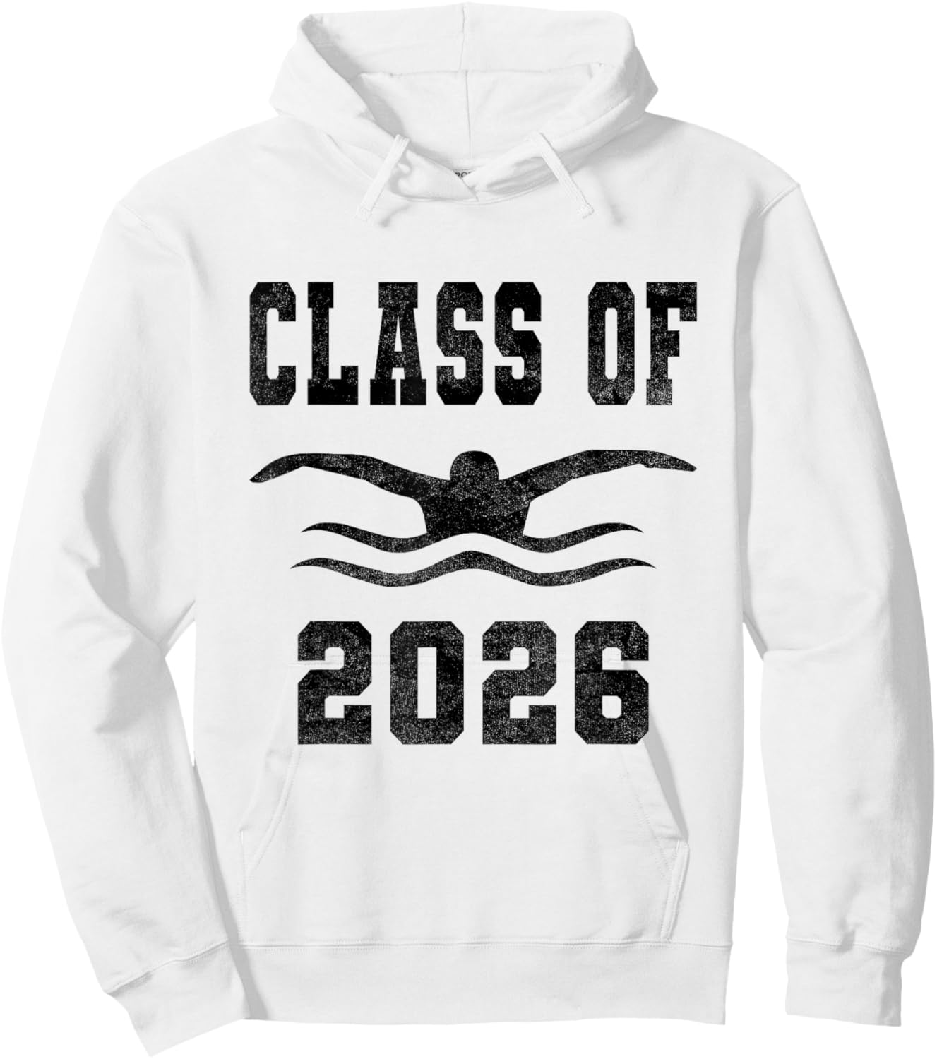 Class of 2026 Senior Swimmer Vintage Swimming Team Black Hoodie - Hoodie | White