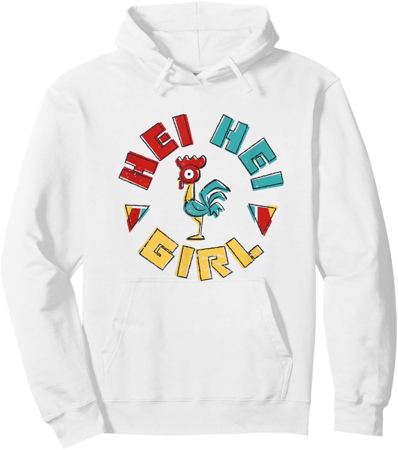Disney Moana Hei Hei Girl Colorful Frame Big Chest Portrait Hoodie - Hoodie | White