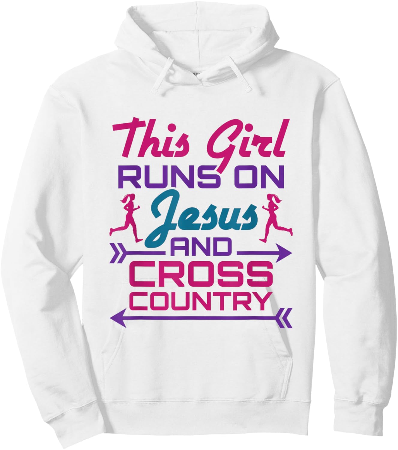 This Girl Runs on Jesus and Cross Country Cute XC Running Hoodie - Hoodie | White