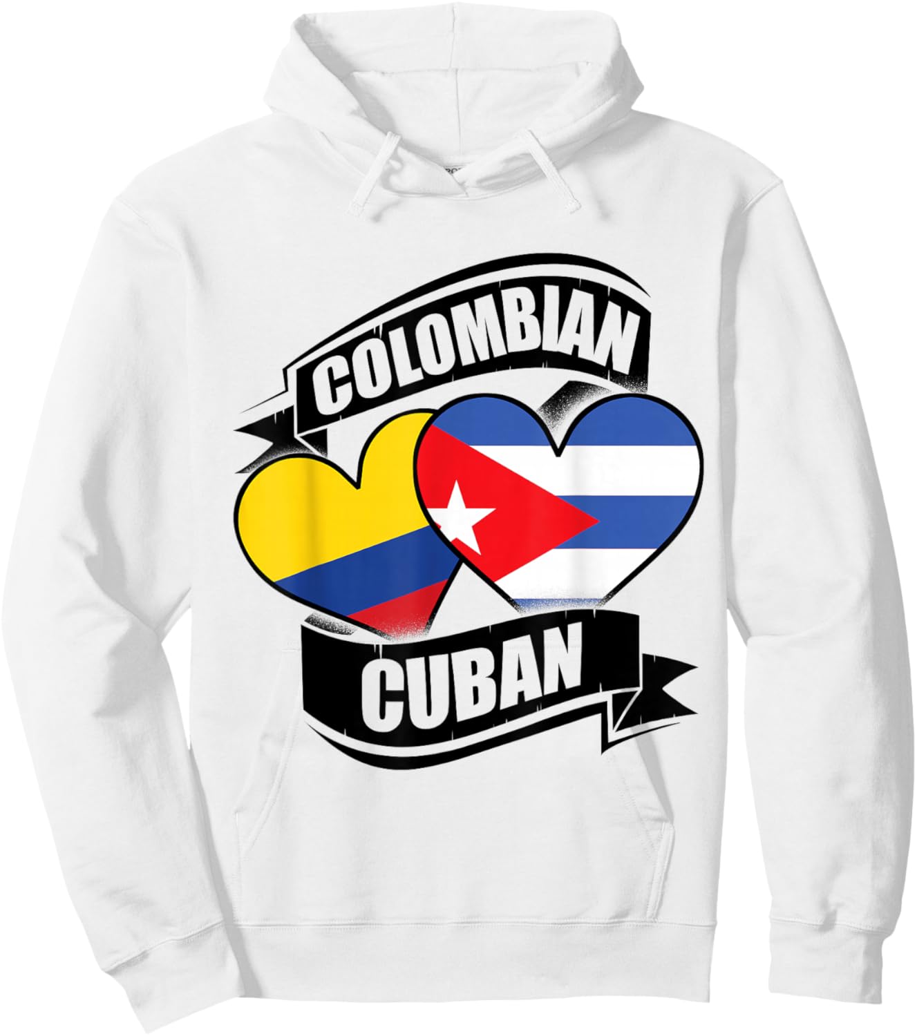 Colombian Cuban Hearts Colombia Cuba Flags Hoodie - Hoodie | White