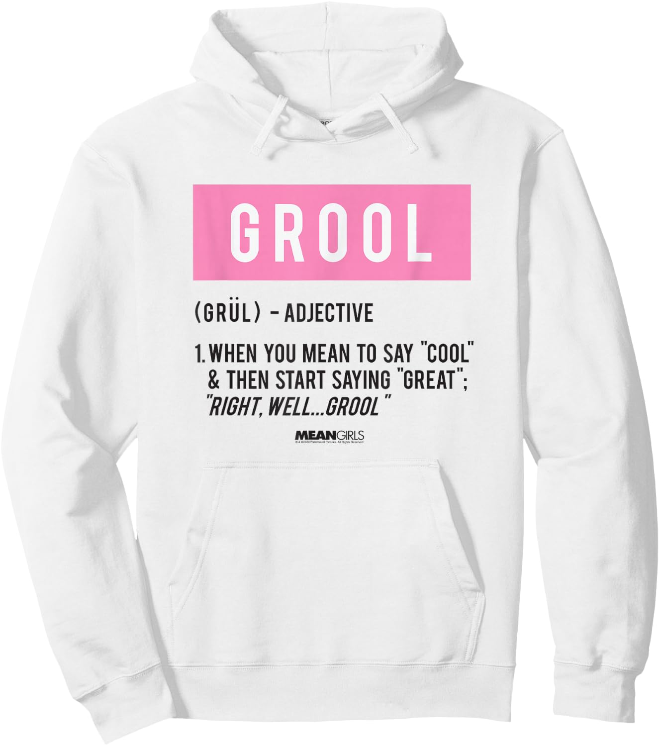 Mean Girls Grool Definition Y2K Movie Hoodie - Hoodie | White