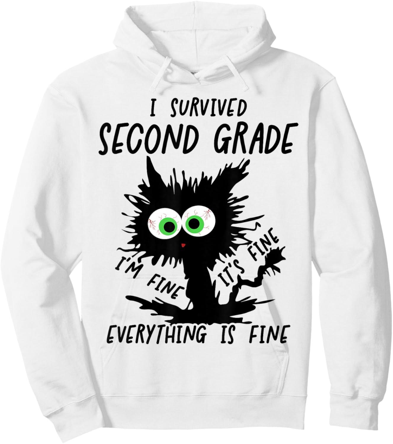 I Survived Second Grade Cat Hoodie - Hoodie | White