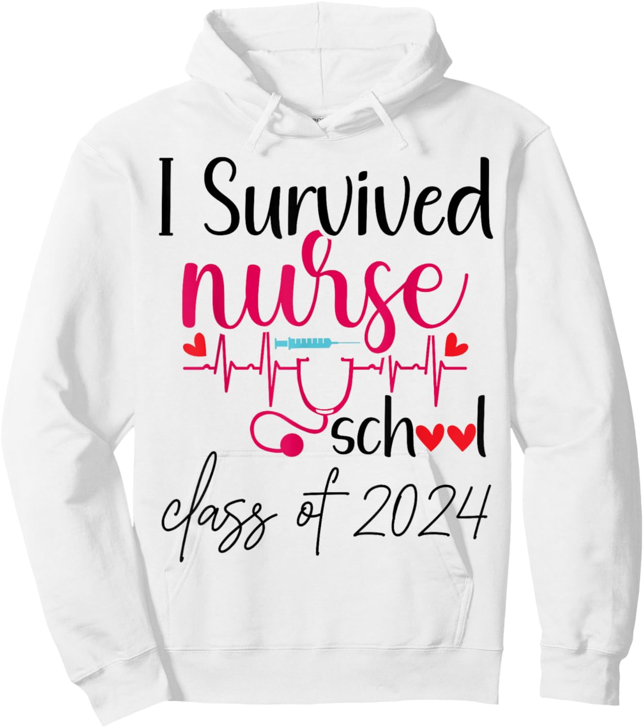 I Survived Nursing School 2024 RN ER Nurse Graduation Hoodie - Hoodie | White