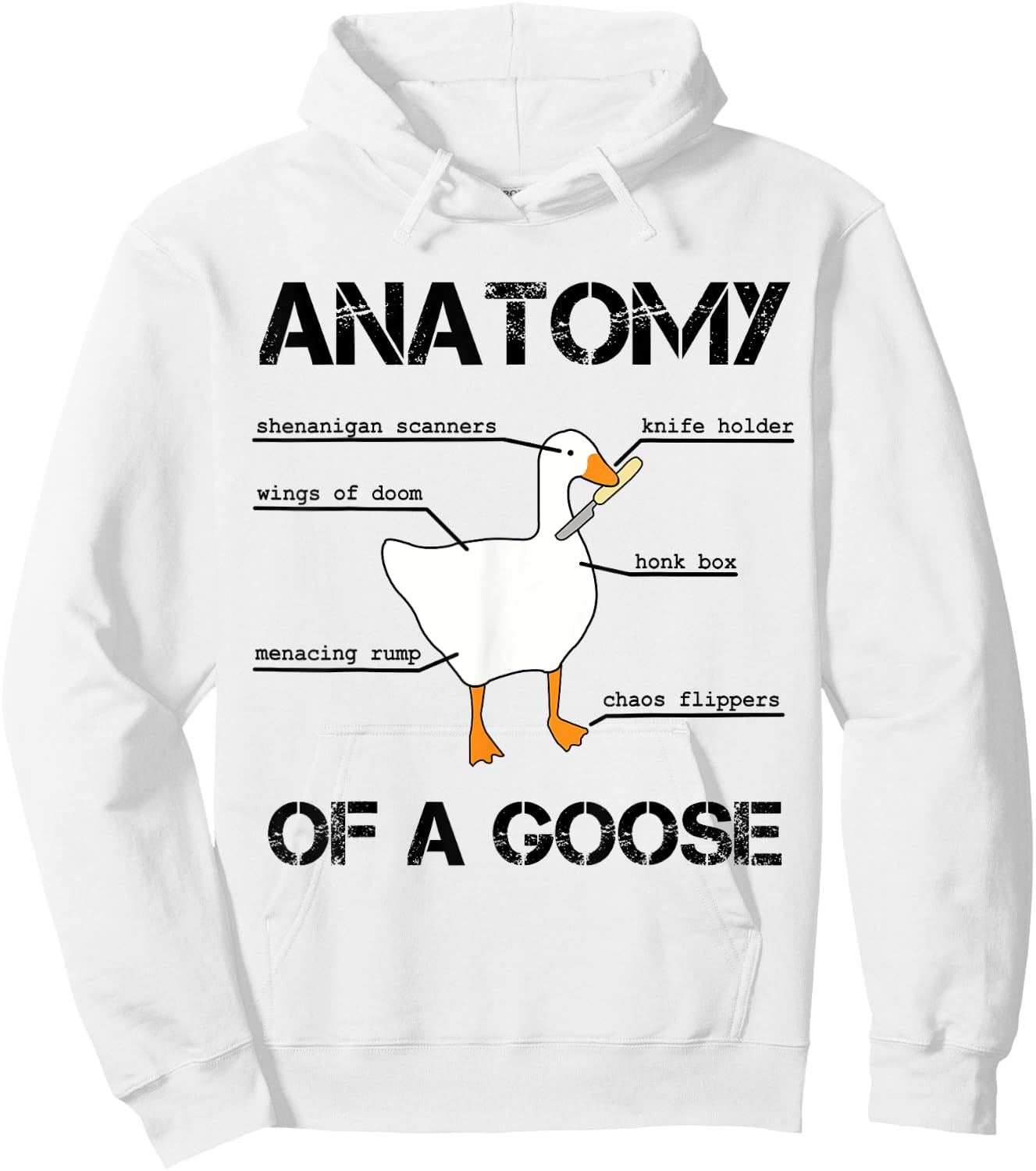 Anatomy of A Goose - Funny Duck Graphic Memes Hoodie - Hoodie | White