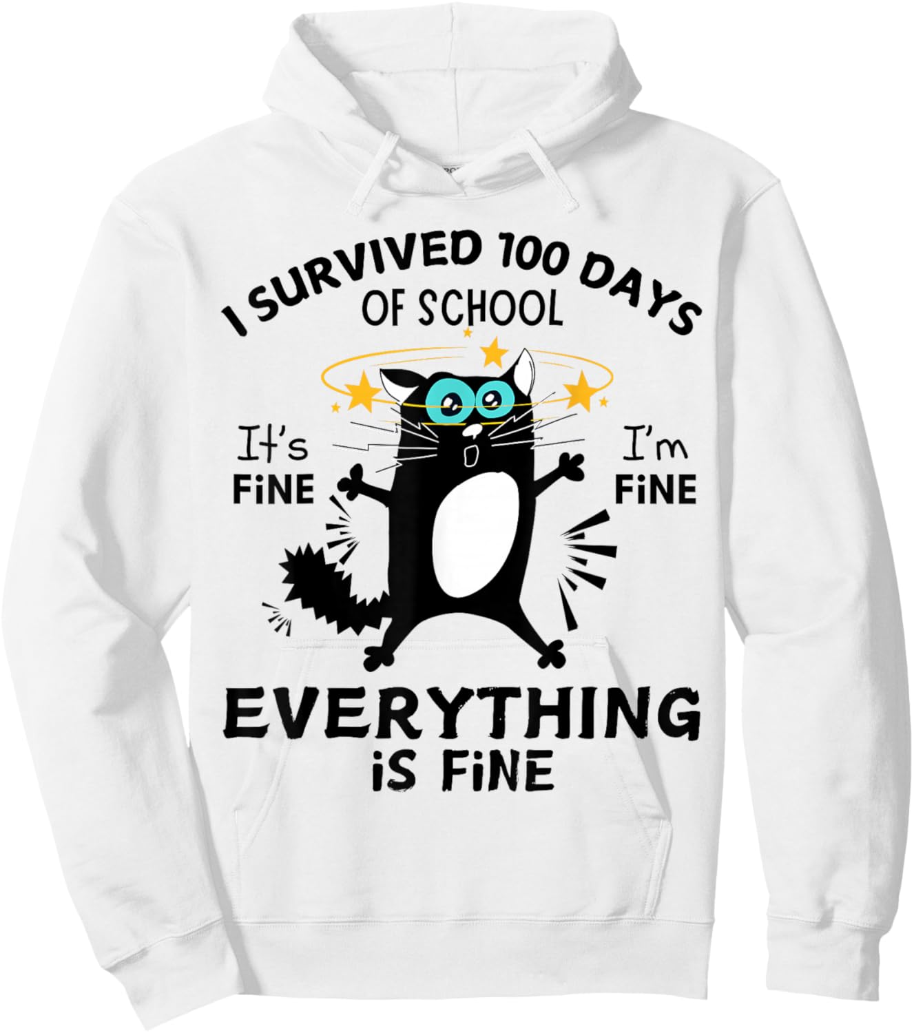 Funny Cat I Survived 100 Days Of School Hoodie - Hoodie | White