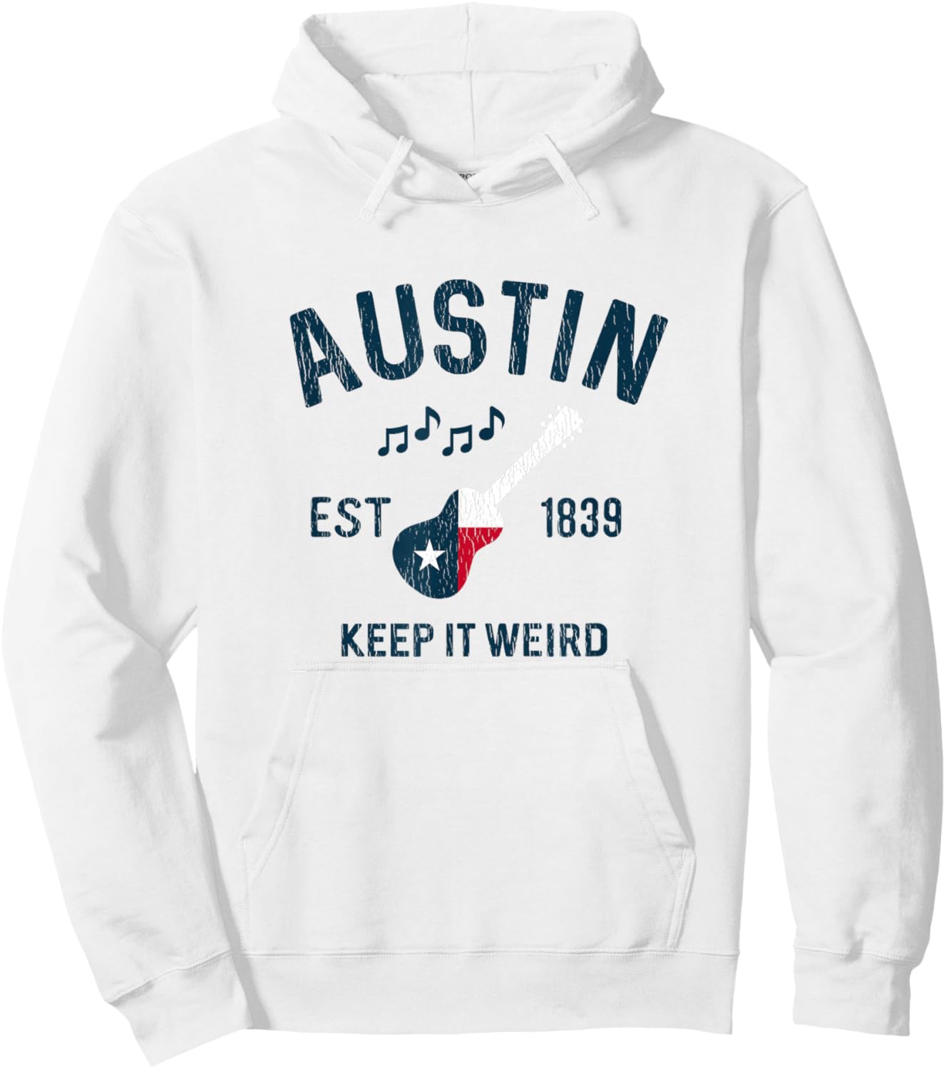 Vintage Austin Texas Guitar Keep It Weird Austin Hoodie - Hoodie | White
