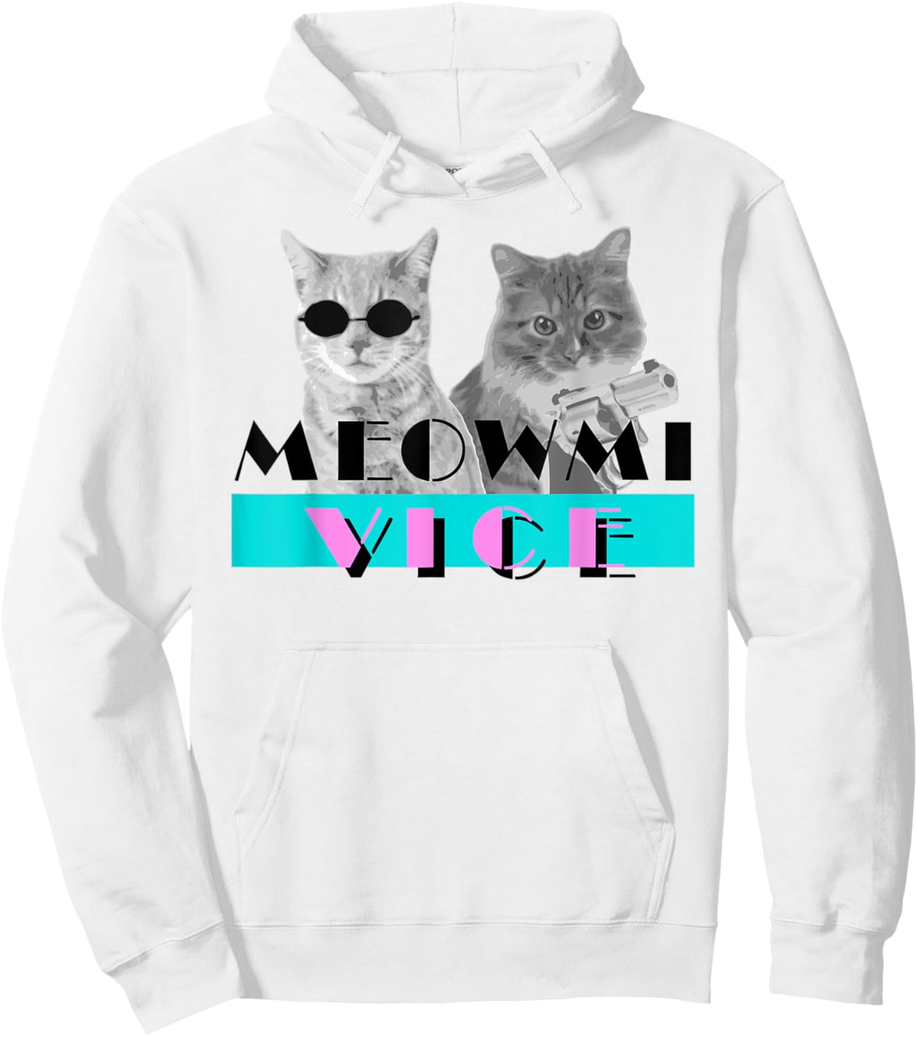 Kitten Meowmi Vice 80s Miami Funny Cat Lover Hoodie - Hoodie | White