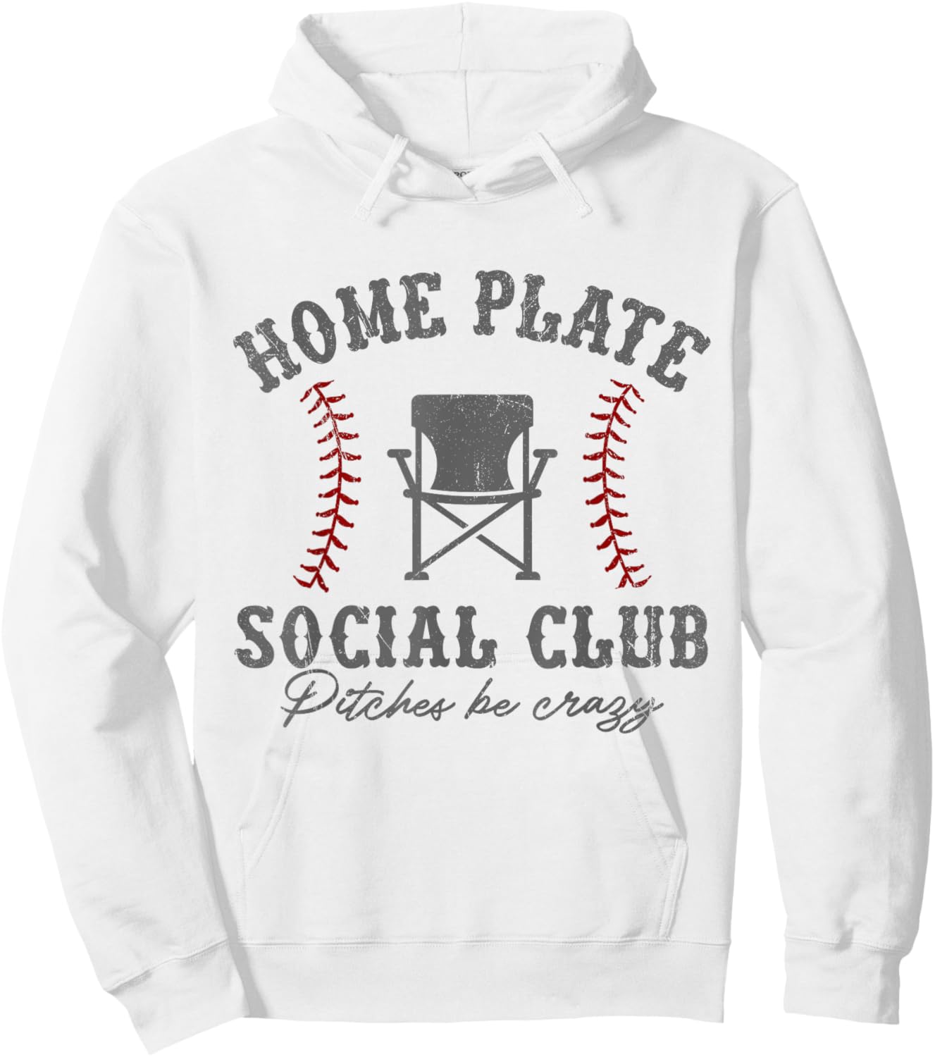 Home Plate Social Club Pitches Be Crazy Baseball Hoodie - Hoodie | White