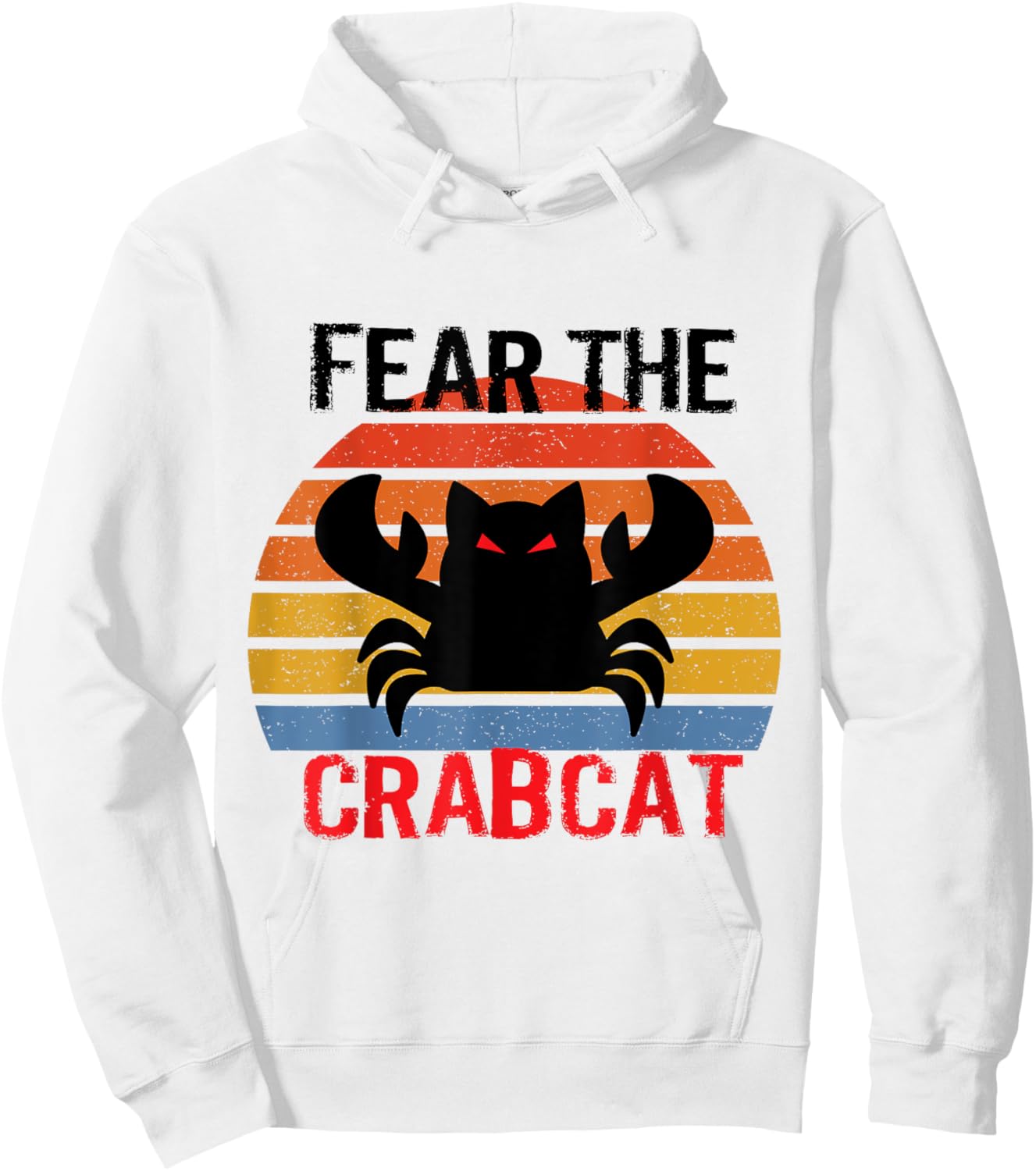 Fear the Crabcat - Funny Crab Cat Cryptozoology - -Adults/Kids - Blue - Small - Short Sleeve - Classic Fit - Cotton/Polyester Hoodie - Hoodie | White