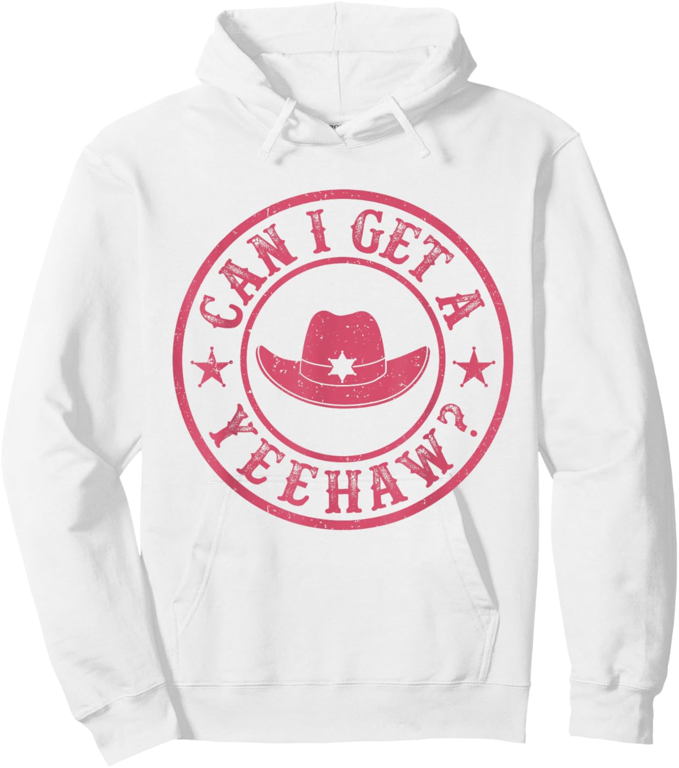 Vintage Can I Get A Yeehaw Cowboy Hat Western Country Music Hoodie - Hoodie | White