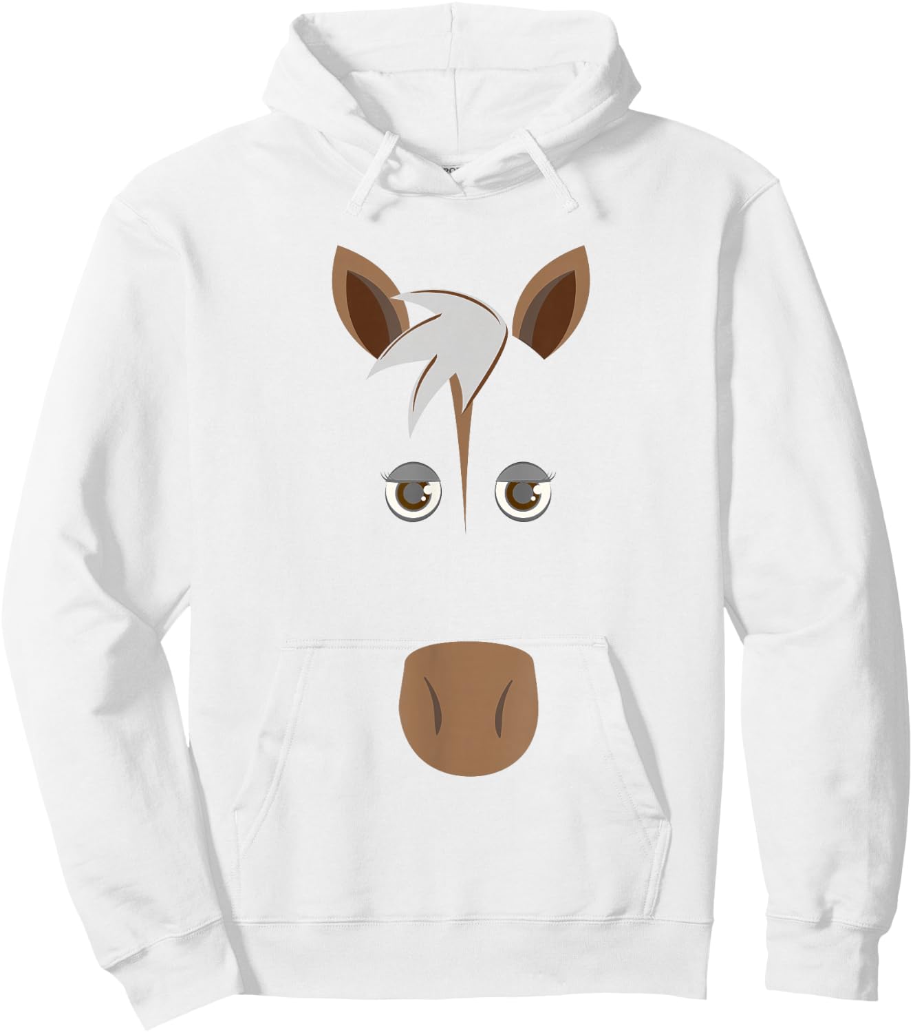 Funny Horse Face , Halloween Face Costume Hoodie - Hoodie | White