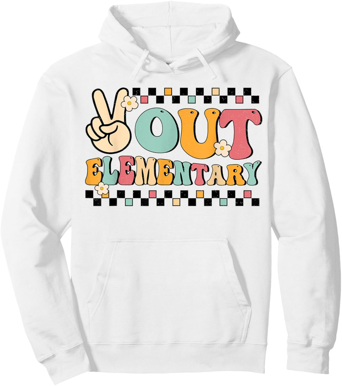 Groovy Last Day Of School Peace Out Elementary Teacher Kids Hoodie - Hoodie | White