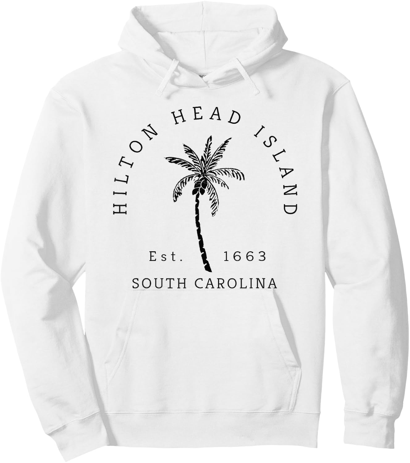 Retro Cool Original Hilton Head Island Palm Tree Novelty Art Hoodie - Hoodie | White